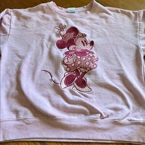 Disney Light Pink Embroidered Minnie Mouse Crew Neck Sweatshirt Medium M